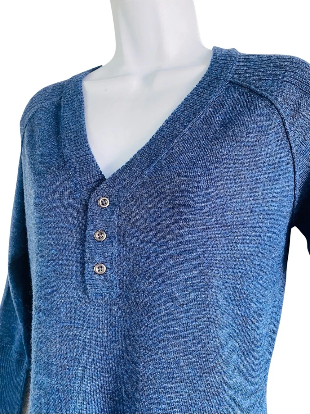 Stio Navy Henley Merino Wool Long Sleeve Sweater Size M